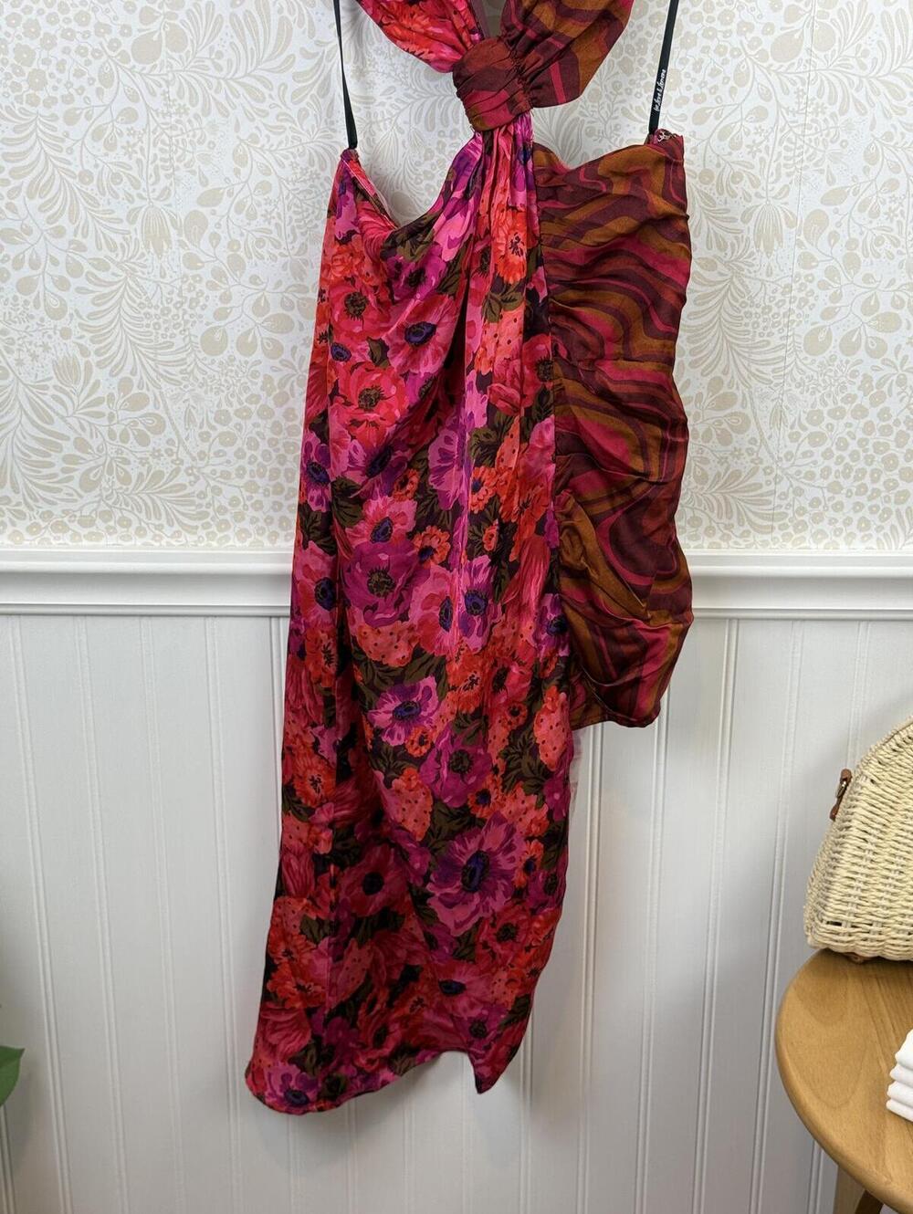 For Love & Lemons Red and Pink Cutout Rita Midi Dress - Size - Medium - NWT - Picture 8 of 8